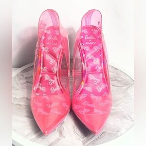Barbie x ALDO Barbietessy Pink Clear Heels Size 6.5 New In Box